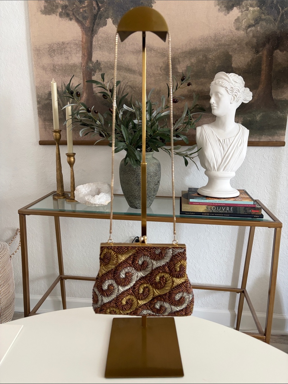 La Regale Brown Beaded Bag
